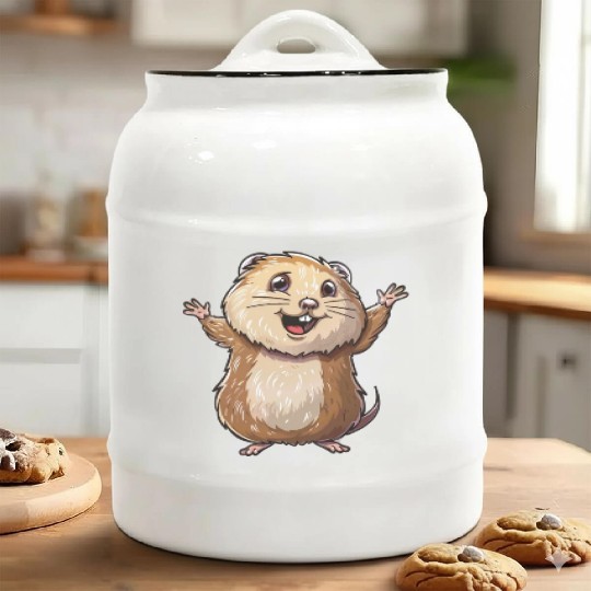 Happy Lemming Embrace The Joyful Moments Ceramic Cookie Jars