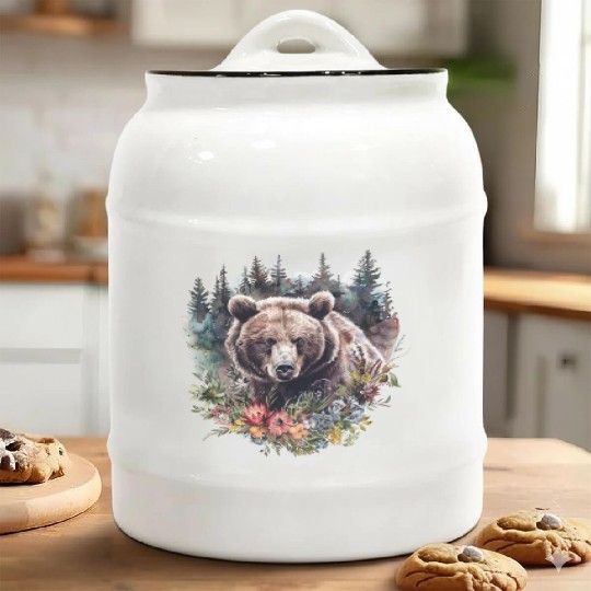 Bear Clipart - Cute Bear Illustrations, Woodland Ceramic Cookie Jars