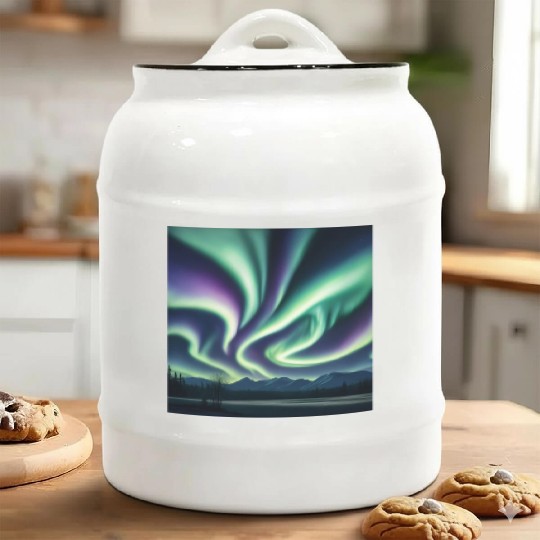ultra realistic northern lights Ceramic Cookie Jars