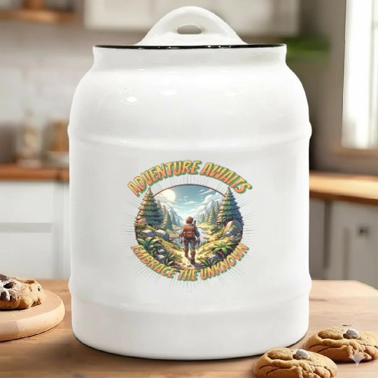 Adventure awaits embrace the unknown Ceramic Cookie Jars