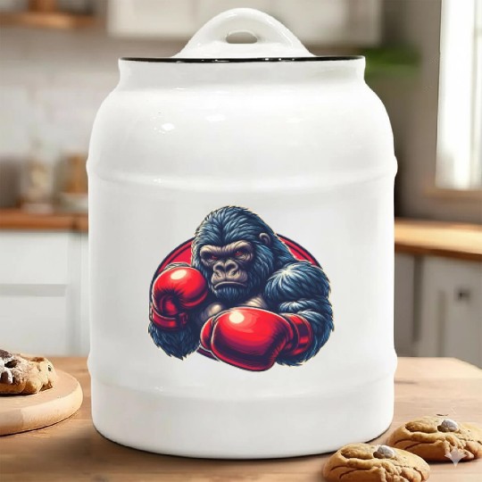 Boxing Gorilla Martial Arts Fighter Boxing Lover Ceramic Cookie Jars