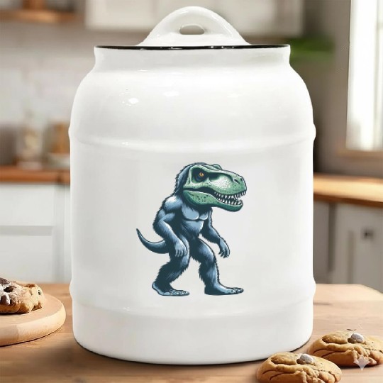 T-Rex Bigfoot Sasquatch Gorilla Fusion Creature Ceramic Cookie Jars