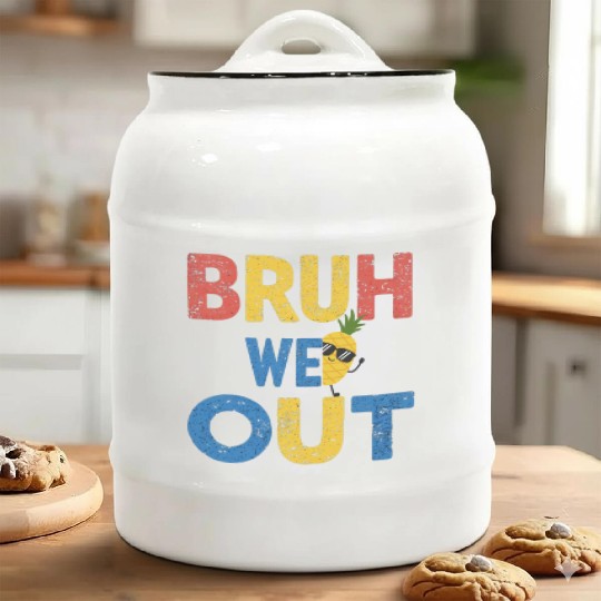 Bruh We Out Teachers Congratulations Ceramic Cookie Jars