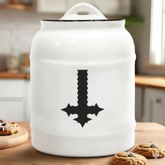 inverted cross - black crucifix Ceramic Cookie Jars