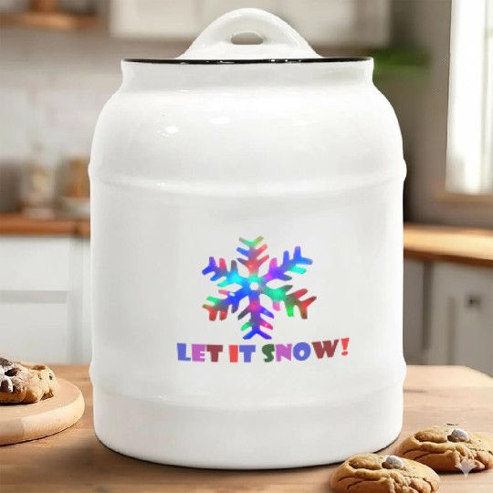Let it Snow! (Colorful Snowflake Design) Ceramic Cookie Jars