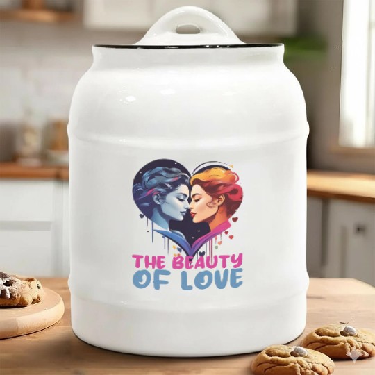 THE BEAUTY OF LOVE, TWO LESBIAN WOMEN KISSING Ceramic Cookie Jars