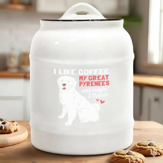 Coffee Dog And Maybe 3 People Funny Great Pyrenees Ceramic Cookie Jars