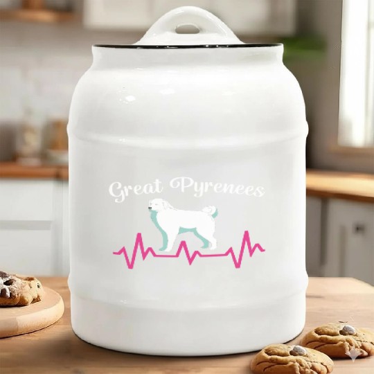Pet Lover Great Pyrenees Dog Heartbeat Ceramic Cookie Jars
