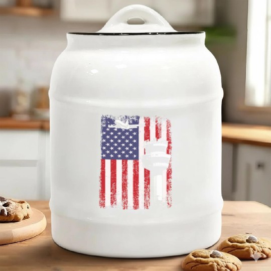American Flag US, air traffic controller Ceramic Cookie Jars