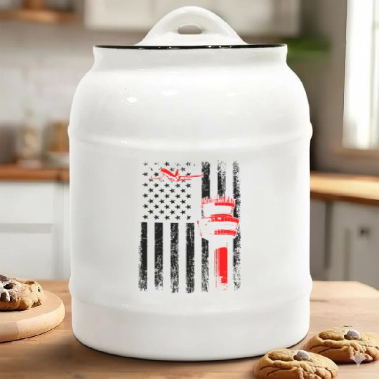 American Flag US, air traffic controller Ceramic Cookie Jars