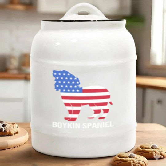 American Flag Boykin Spaniel Dog Patriotic Dog Ceramic Cookie Jars