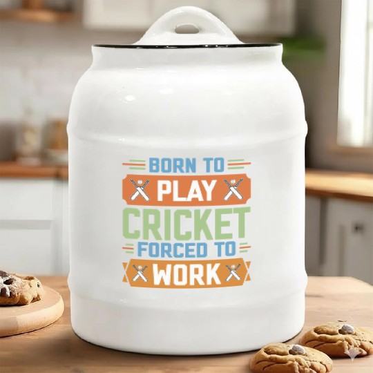 Born to Play Cricket Funny Cricketer Ceramic Cookie Jars