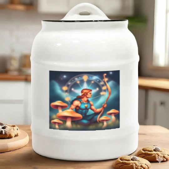 Sagittarius zodiac sign with mushrooms Ceramic Cookie Jars