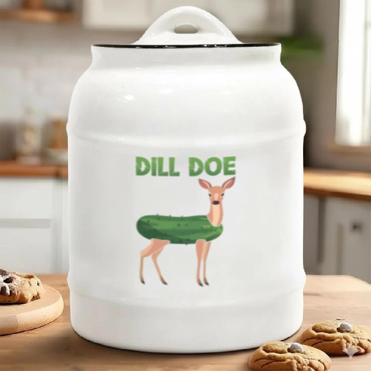 Dill Doe Funny Deer Pickle Pun Humor Ceramic Cookie Jars