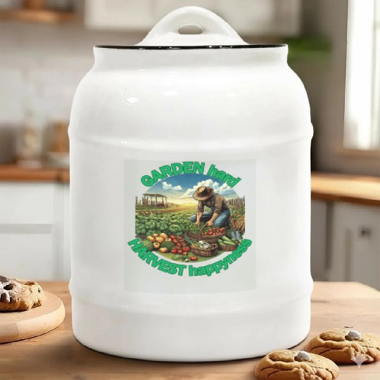 Garden Hard, Harvest Happiness: Gardener Enjoying Ceramic Cookie Jars