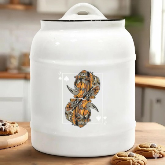 Rhinoceros Steampunk Card Game Jack of Spades Ceramic Cookie Jars