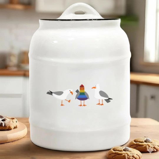Seagull LGBT Gay Lesbian Rainbow Flagge Ceramic Cookie Jars