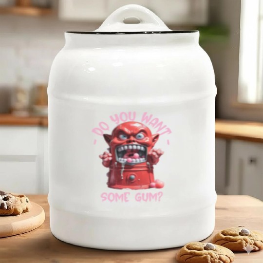 Funny Dark Humor Slobbering Bubblegum Machine Ceramic Cookie Jars
