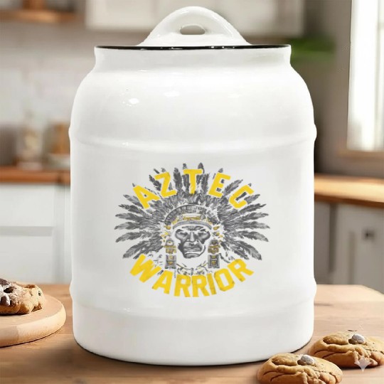 Aztec Warrior Indigenous Mexican Aztec Jaguar Ceramic Cookie Jars