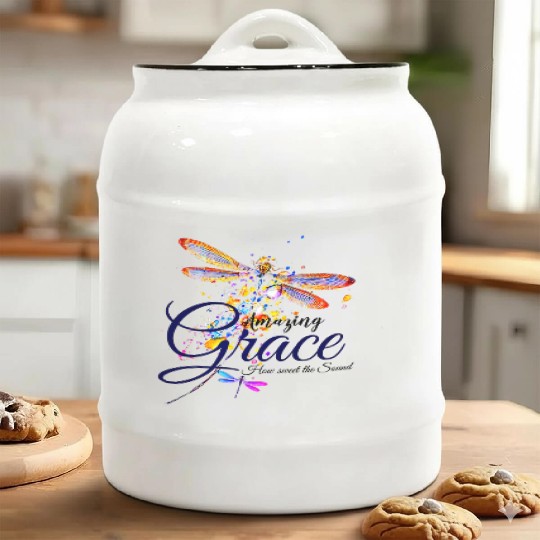 Amazing Grace Dragonfly splatter Ceramic Cookie Jars