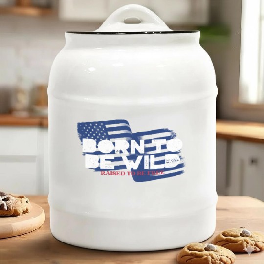 Born To Be Wild Raised To Be Free 4th of July Ceramic Cookie Jars
