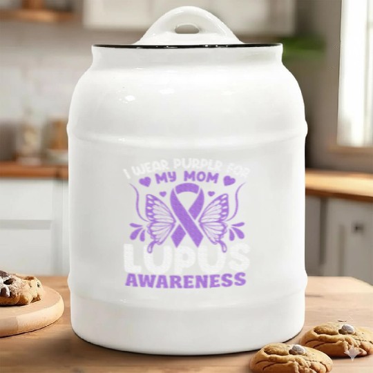 I Wear Purple For My Mom Lupus Awareness Design Ceramic Cookie Jars
