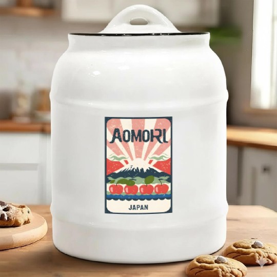 Aomori Harvest: Delicious Apples Ceramic Cookie Jars