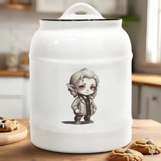 Chibi Character Illustration Ceramic Cookie Jars