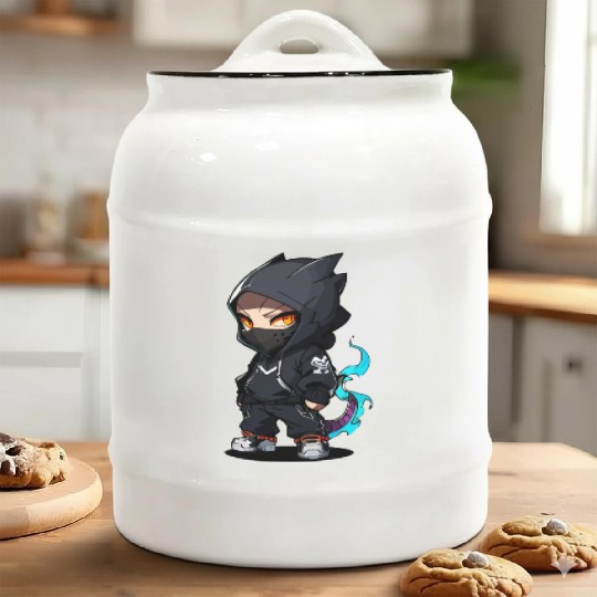 Chibi Dragon Ninja Character Ceramic Cookie Jars
