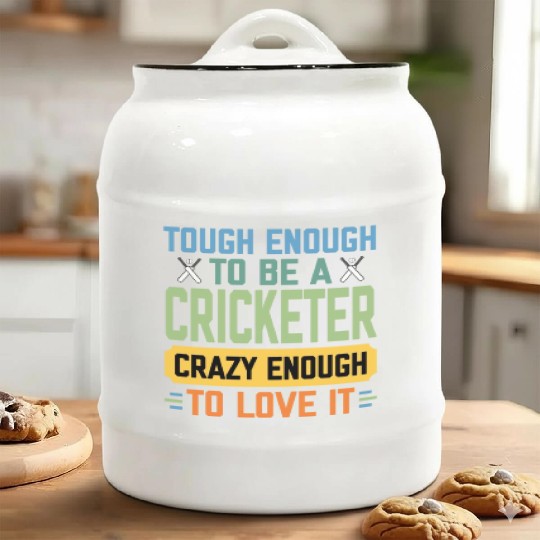 Tough Enough To Be a Cricketer Funny Cricket Sport Ceramic Cookie Jars