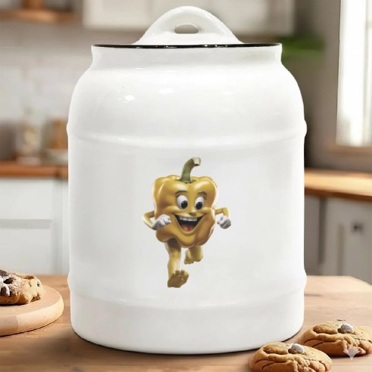 Yellow Bell Pepper Running Realistic Ceramic Cookie Jars