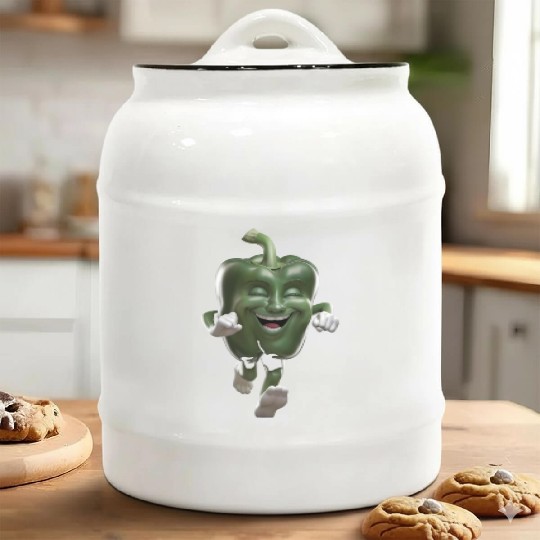 Green Bell Pepper Running Realistic Ceramic Cookie Jars