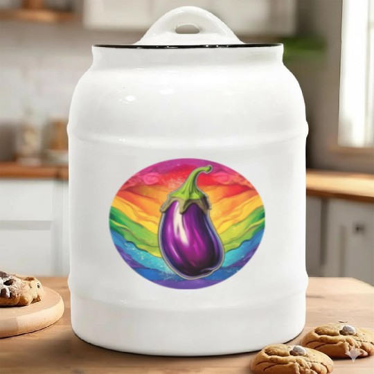 LGBTQ Eggplant Ceramic Cookie Jars