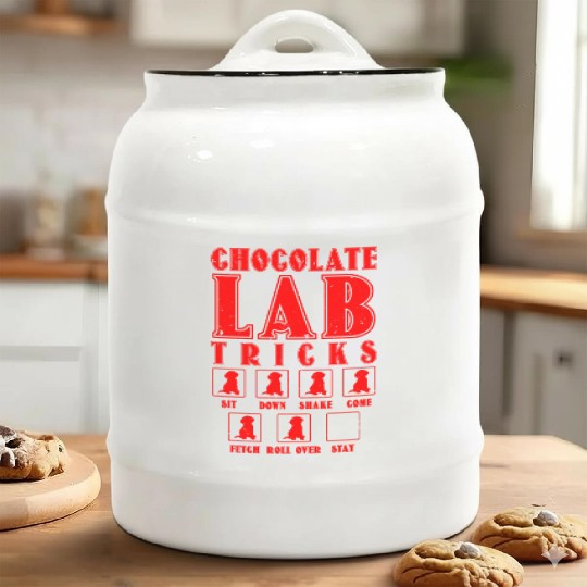 Brown Labrador CHOCOLATE LAB TRICKS Stubborn Ceramic Cookie Jars