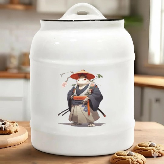 Anime Samurai Frog Ceramic Cookie Jars