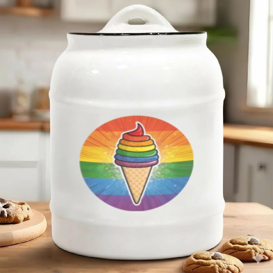 LGBTQ Ice Cream Ceramic Cookie Jars