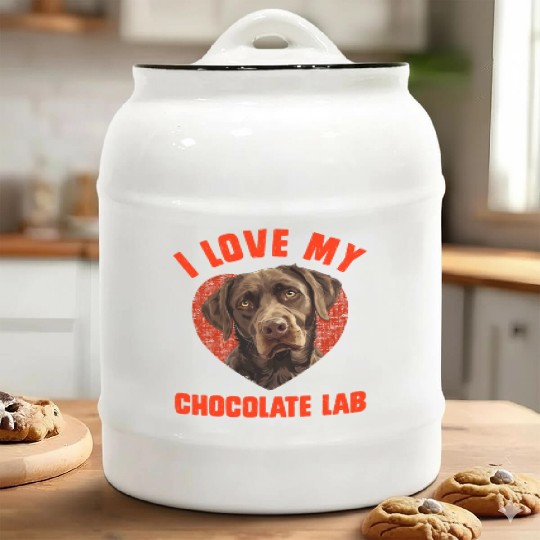 Brown Labrador I LOVE MY CHOCOLATE LAB Owners Ceramic Cookie Jars