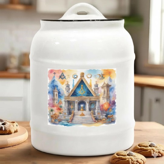 Masonic watercolor painting design Ceramic Cookie Jars