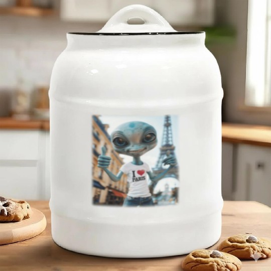 A Alien in Paris. I love Paris Ceramic Cookie Jars