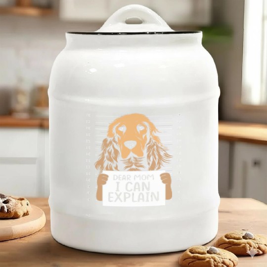Funny Brown Cocker Spaniel Dear Mom I Can Explain Ceramic Cookie Jars