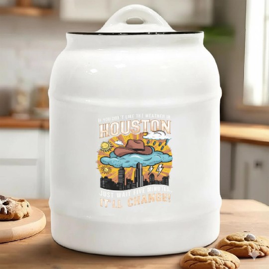 Unpredictable Houston Weather - Fun City Art Ceramic Cookie Jars