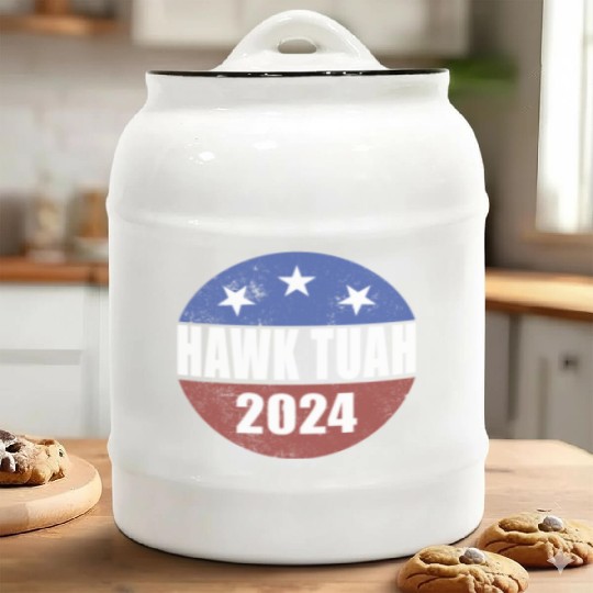 Hawk Tuah 2024 Election Button Hawk Tuahhawk tuah Ceramic Cookie Jars