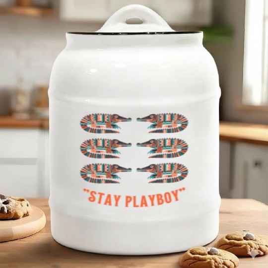 Stylish Playboy with Crocodile Ceramic Cookie Jars