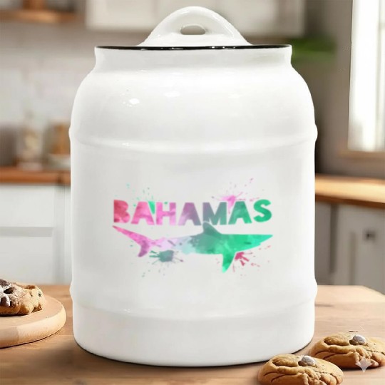 Bahamas Shark Watercolor Souvenir Ceramic Cookie Jars