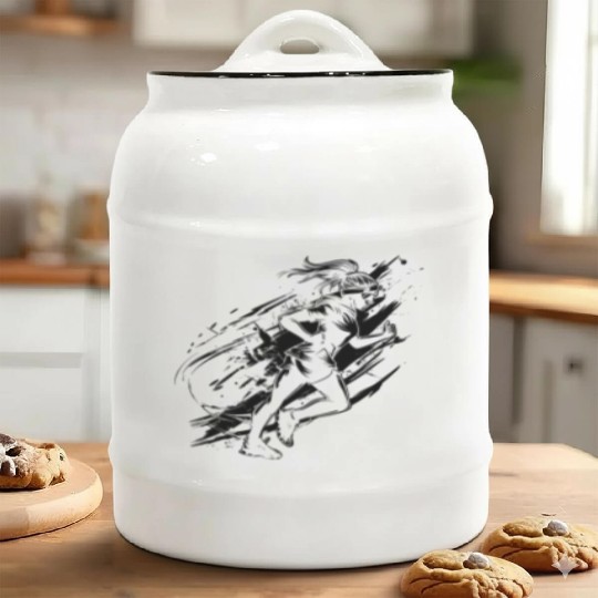 Runner Girl Drawing Ceramic Cookie Jars