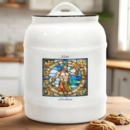 "Poseidon" church window design Ceramic Cookie Jars