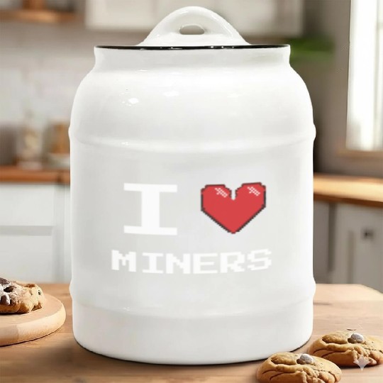 I love Miners Miner Mining Gamer Crypto Ceramic Cookie Jars