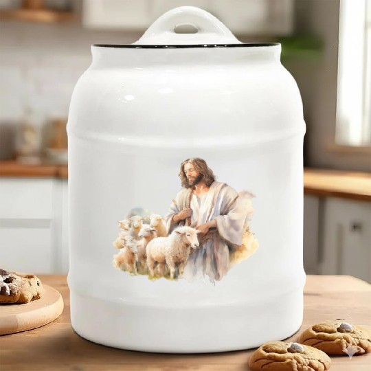 Lord Jesus Church Sheep Peace Ceramic Cookie Jars