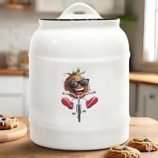 Coconut Cycling On Bike Realistic Ceramic Cookie Jars