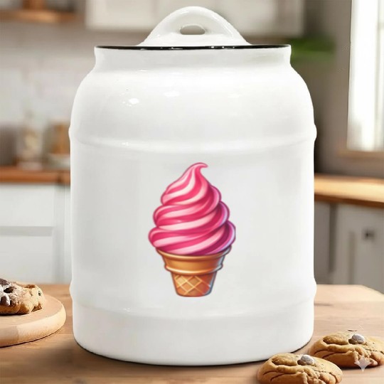Candy cane ice cream motif in a sweet ice cream Ceramic Cookie Jars